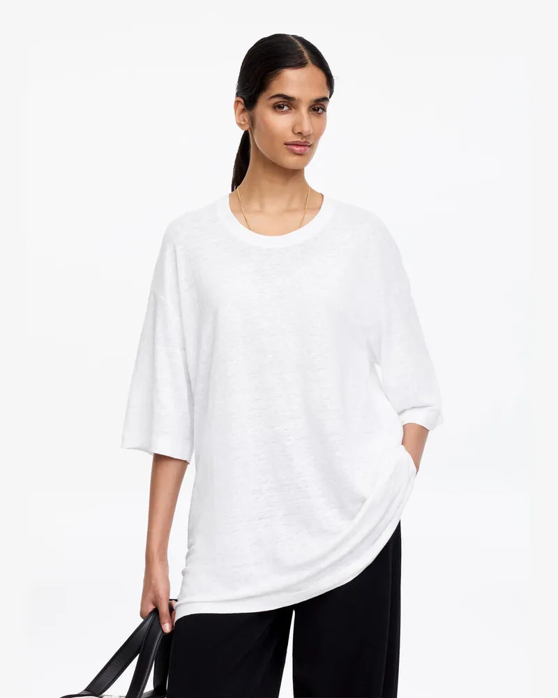 Arket Oversize-T-Shirt Aus Leinen -Weiß Weiß