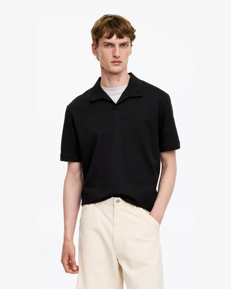 Arket Kurzärmliges Poloshirt -Schwarz Schwarz