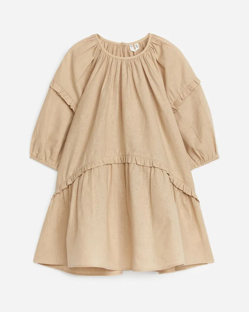 Arket Rüschenkleid Aus Leinenmix -Beige Beige