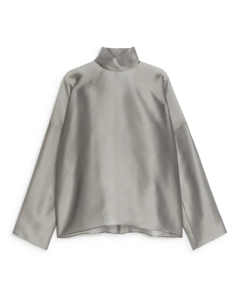 Arket Organza-Bluse Aus Seide - Grau|Braun Grau