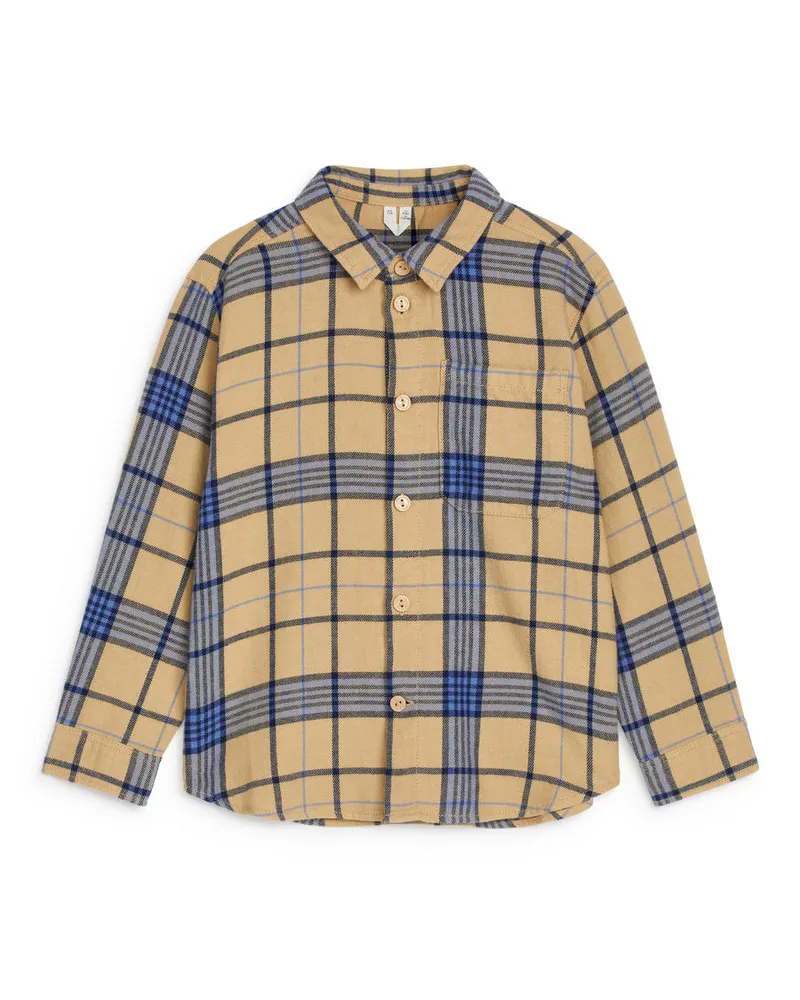 Arket Kariertes Flanellhemd - Beige|Blau|Mehrfarbig Beige