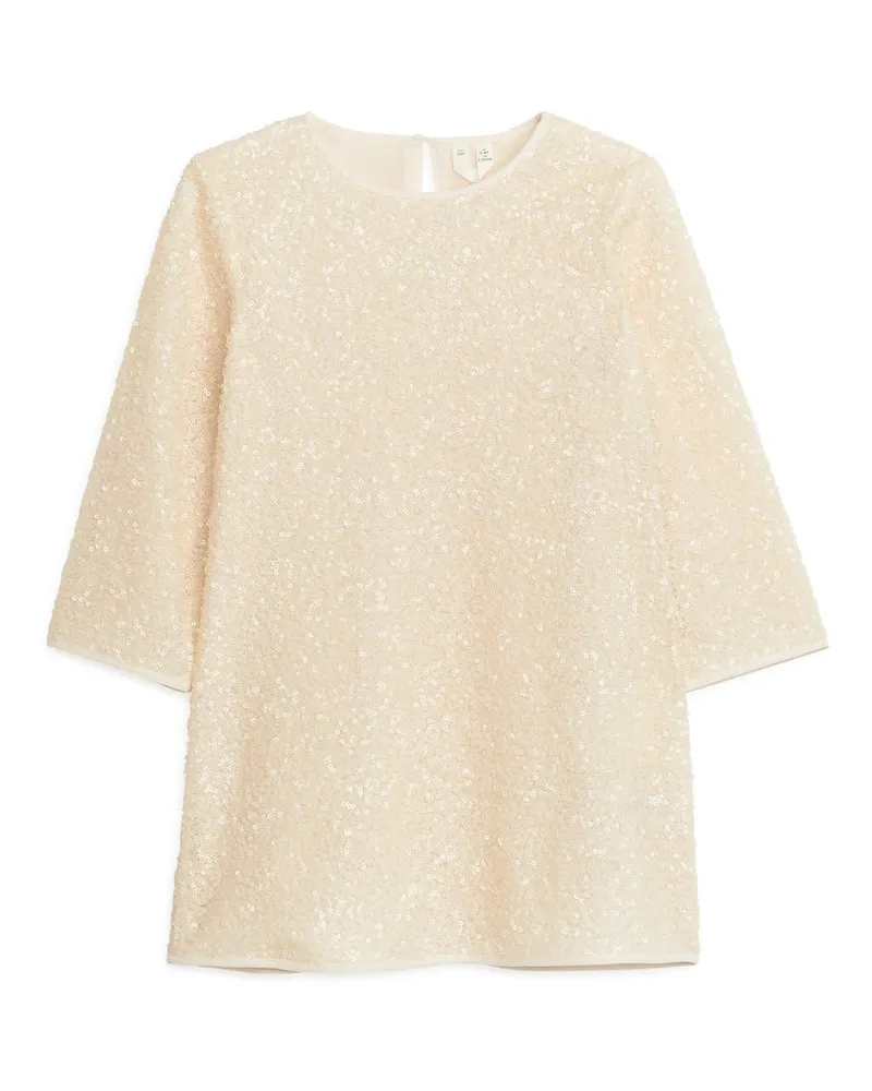 Arket Paillettenkleid -Weiß Weiß