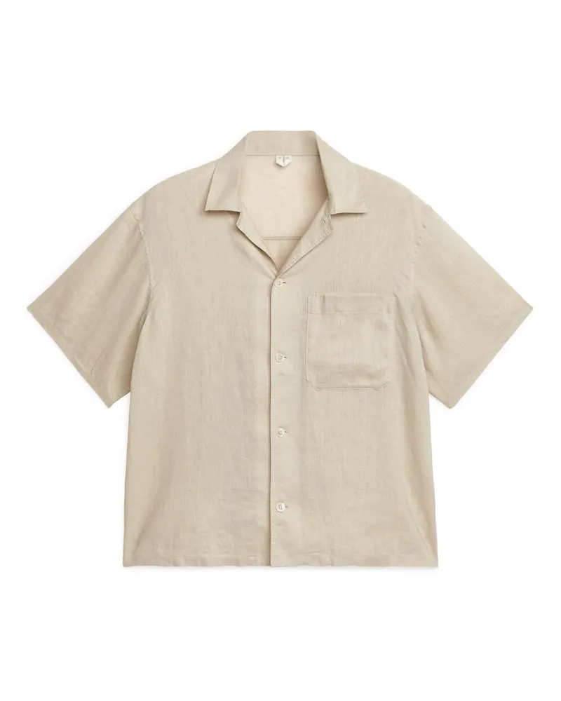 Arket Leinenhemd Mit Resort-Kragen - Beige Beige