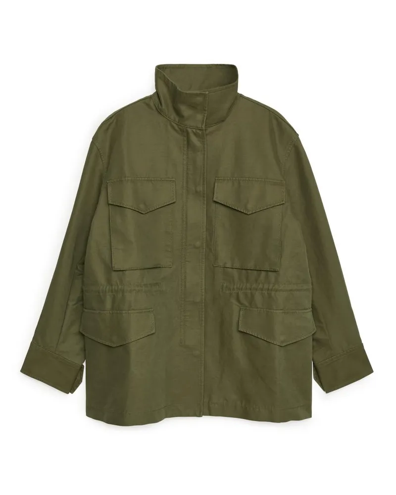 Arket Baumwoll-Utility-Jacke - Grün Khaki