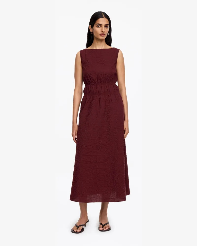 Arket Kleid Aus Seersucker -Rot Rot