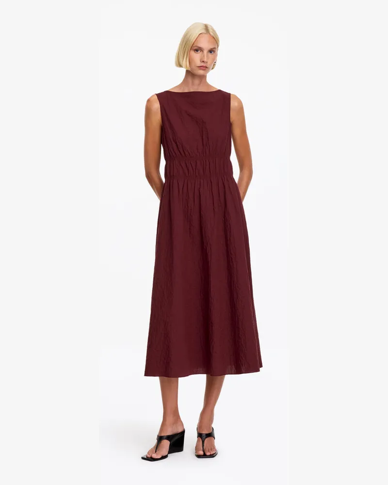 Arket Kleid Aus Seersucker -Rot Rot