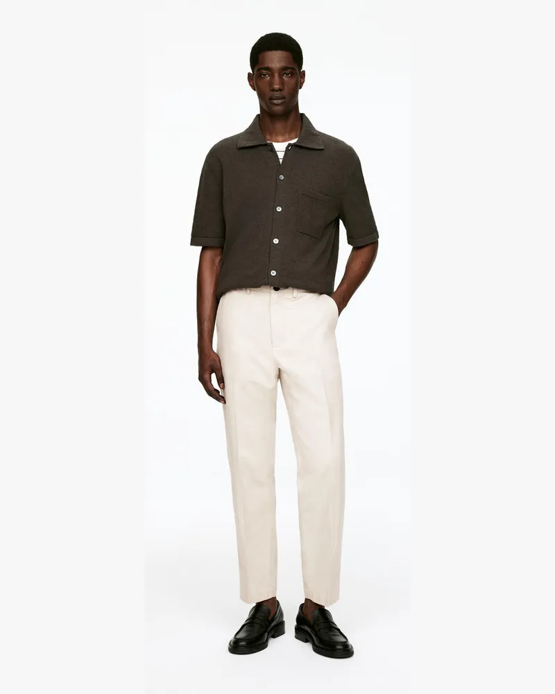 Arket Baumwollleinen-Hose REGULAR CROPPED -Weiß Weiß