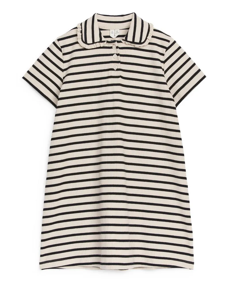 Arket Kleid Mit Rüschenkragen -Schwarz Schwarz