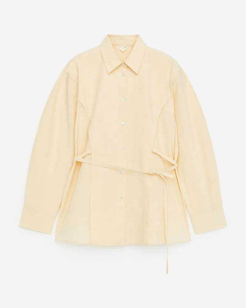 Arket Baumwollbluse Mit Bindegürtel - Gelb Blassgelb