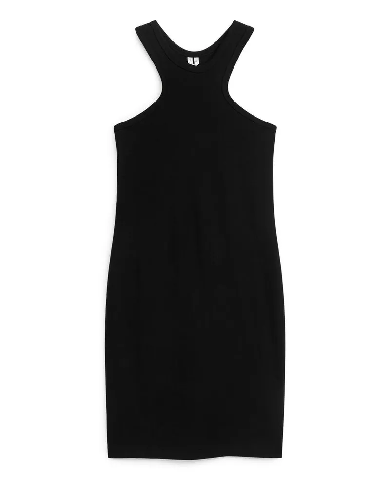 Arket Geripptes Trägerkleid - Schwarz Schwarz
