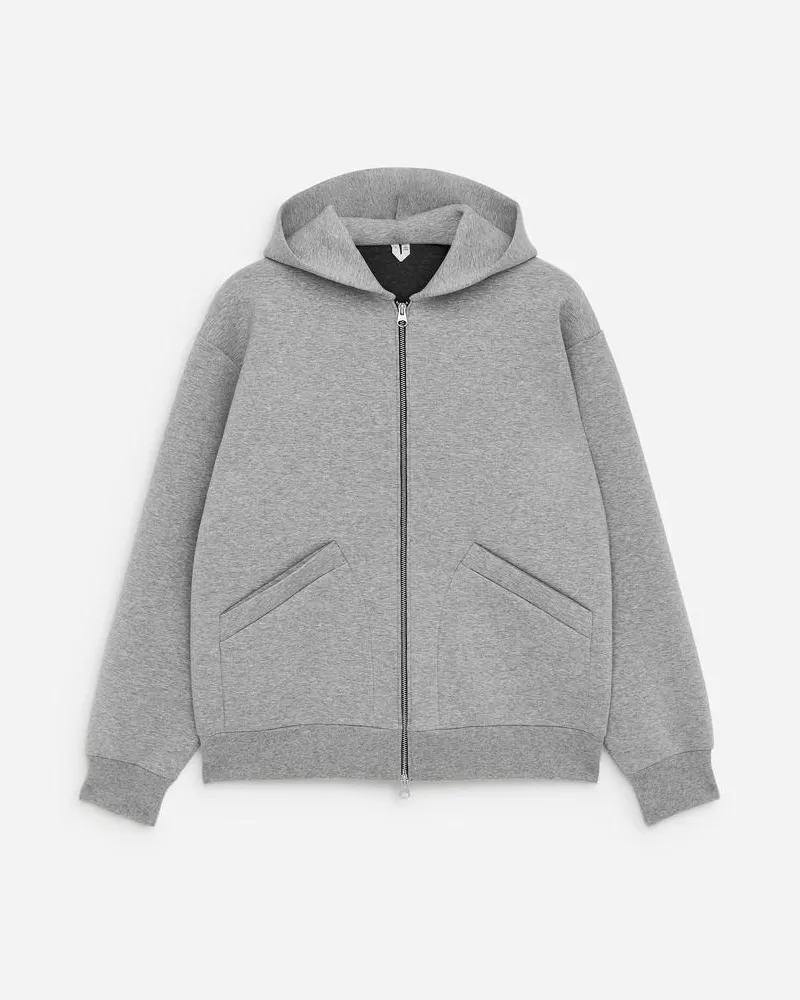 Arket Scuba-Kapuzenjacke Mit Reißverschluss -Grau Grau