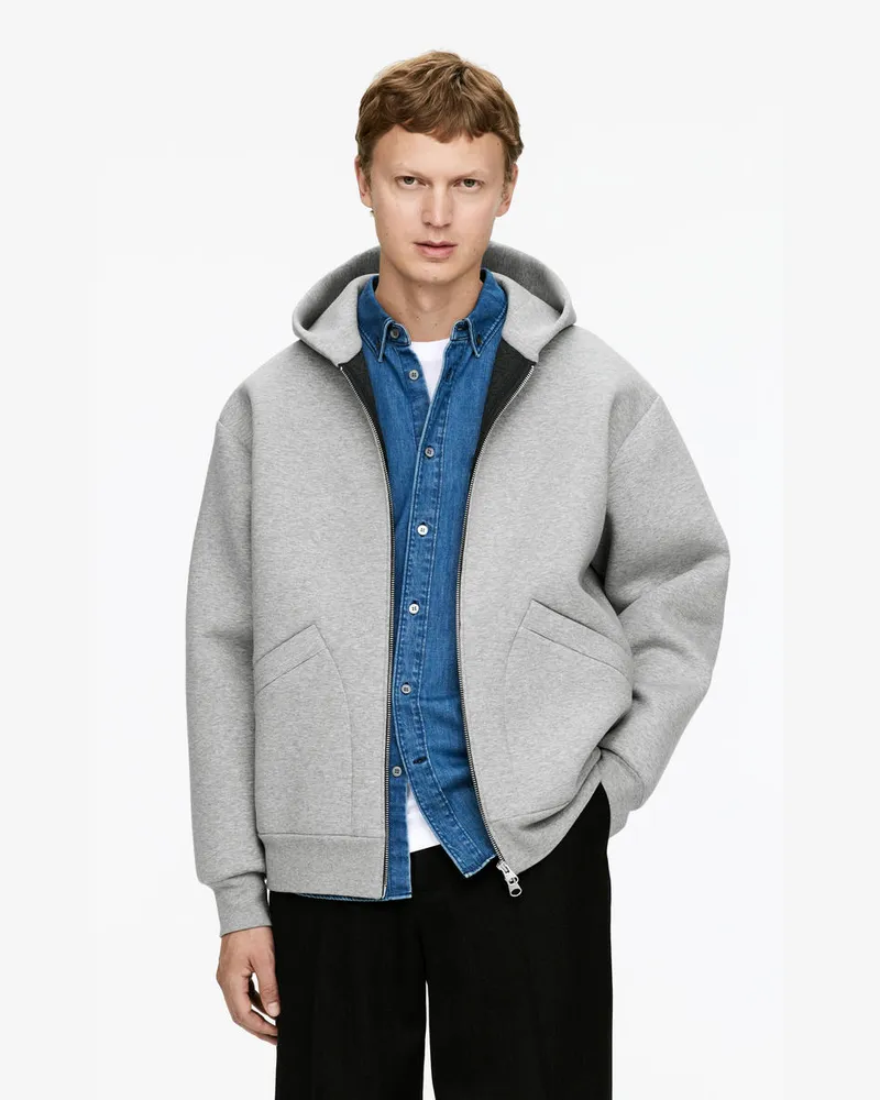 Arket Scuba-Kapuzenjacke Mit Reißverschluss -Grau Grau