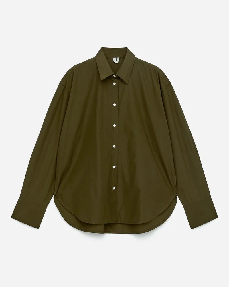Arket Hemd Aus Baumwoll-Popeline -Grün Grün