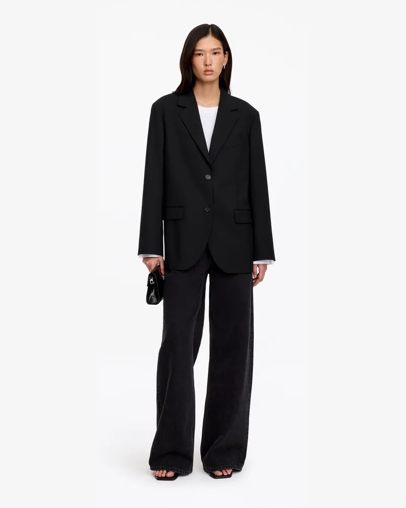 Arket Lockerer Blazer Aus Wollmischung -Schwarz Schwarz
