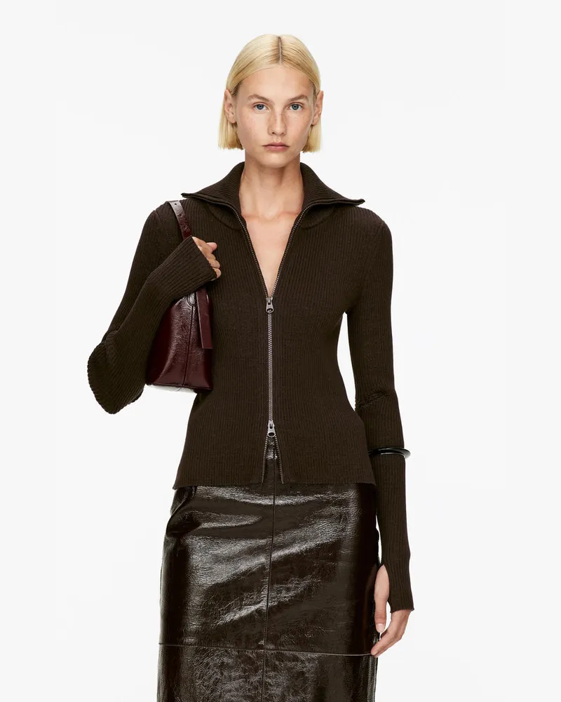Arket Strickjacke Mit Reißverschluss -Braun Braun