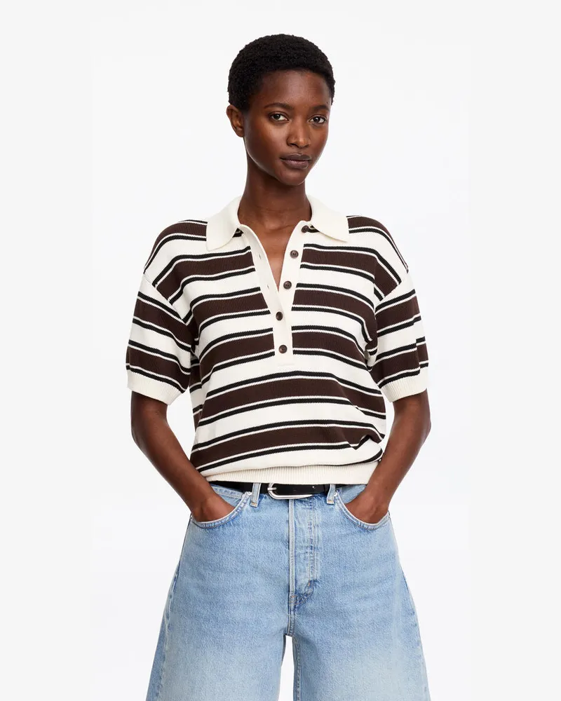 Arket Kurzärmliges Baumwoll-Poloshirt -Braun Braun