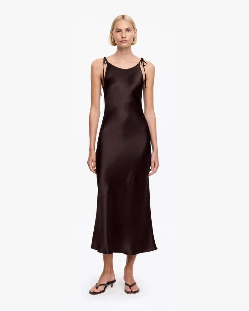 Arket Slipkleid Aus Satin Mit Crinkle-Effekt -Braun Braun