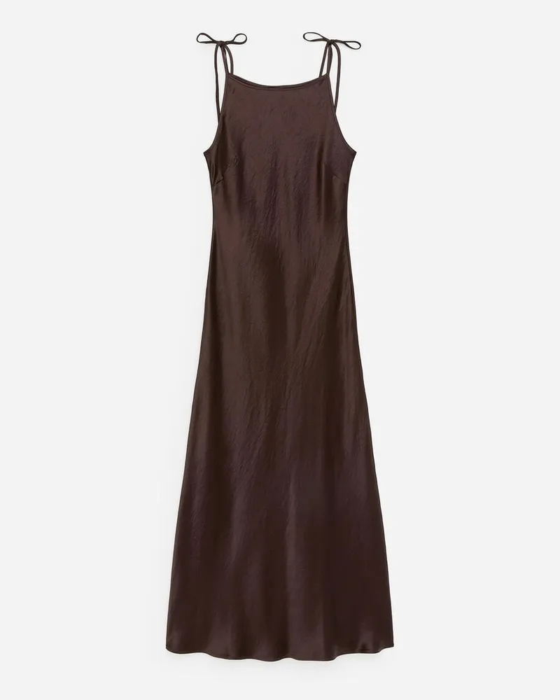 Arket Slipkleid Aus Satin Mit Crinkle-Effekt -Braun Braun
