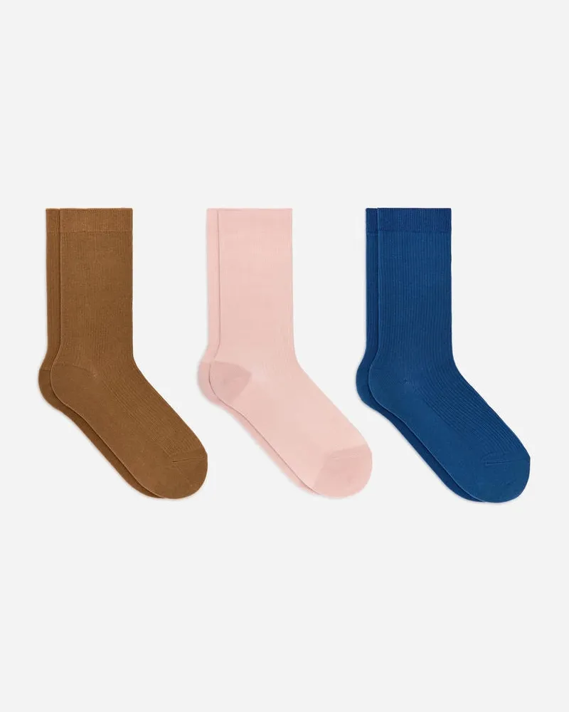 Arket Gerippte Baumwollsocken 3er-Pack -Blau Blau