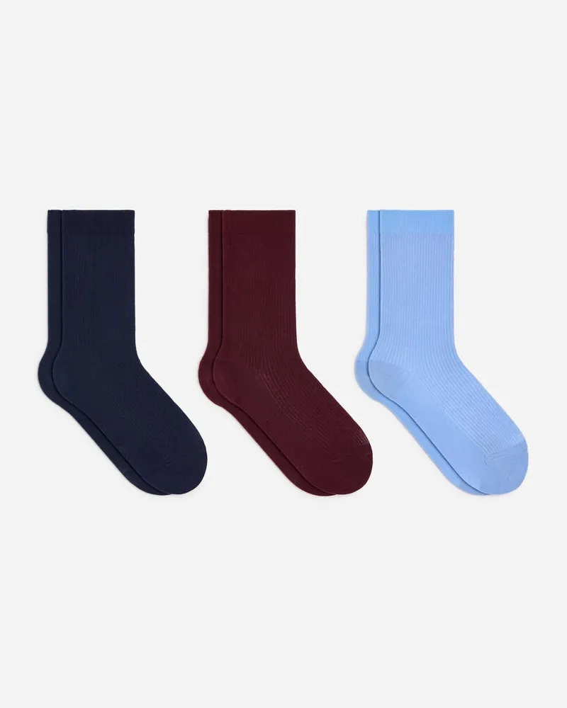 Arket Gerippte Baumwollsocken 3er-Pack -Blau Blau