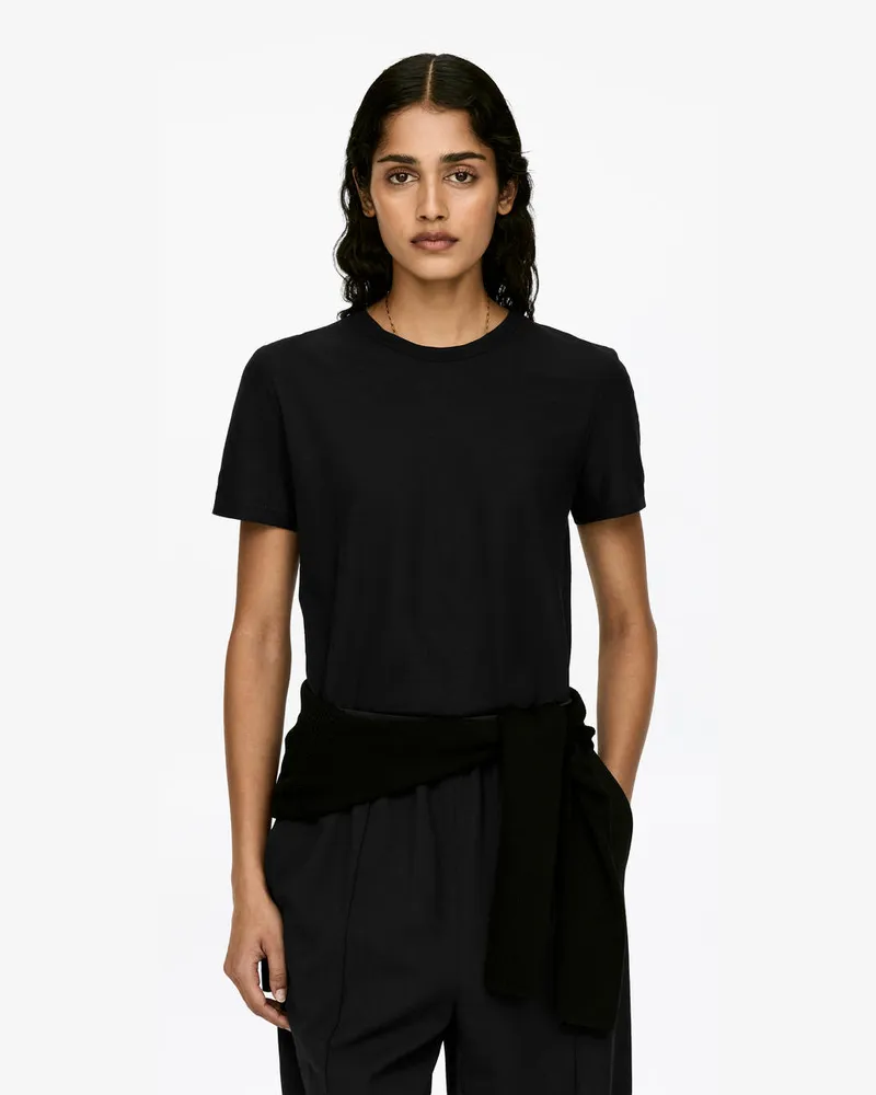Arket T-Shirt Aus Crêpe-Gewebe -Schwarz Schwarz
