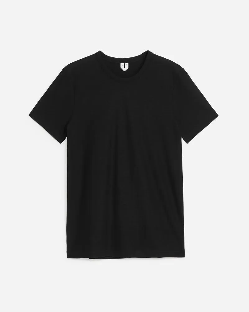 Arket T-Shirt Aus Crêpe-Gewebe - Schwarz Schwarz