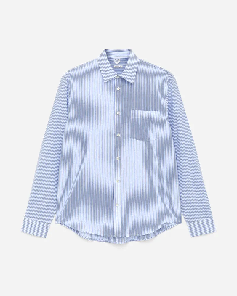 Arket Hemdbluse Aus Baumwolle Und Leinen - Blau|Weiß|Mehrfarbig Blau