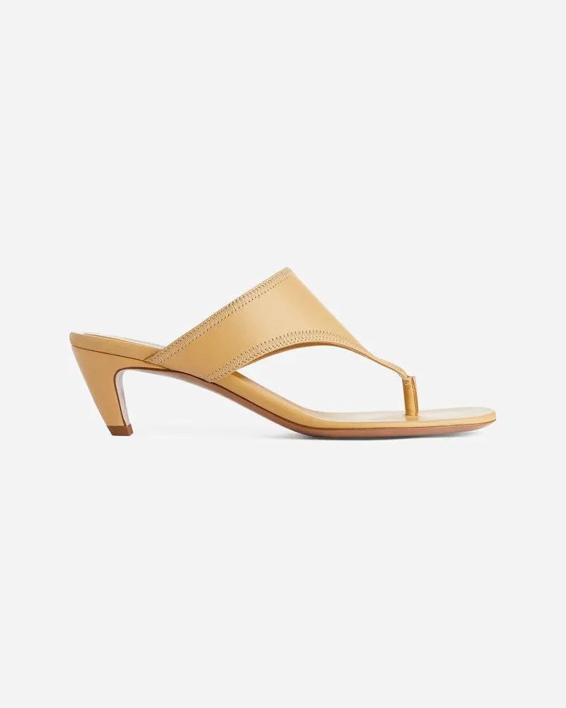Arket Zehensteg-Sandalen Aus Leder -Gelb Gelb