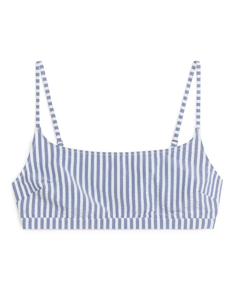 Arket Seersucker-Bikinioberteil - Blau|Mehrfarbig|Weiß Blau