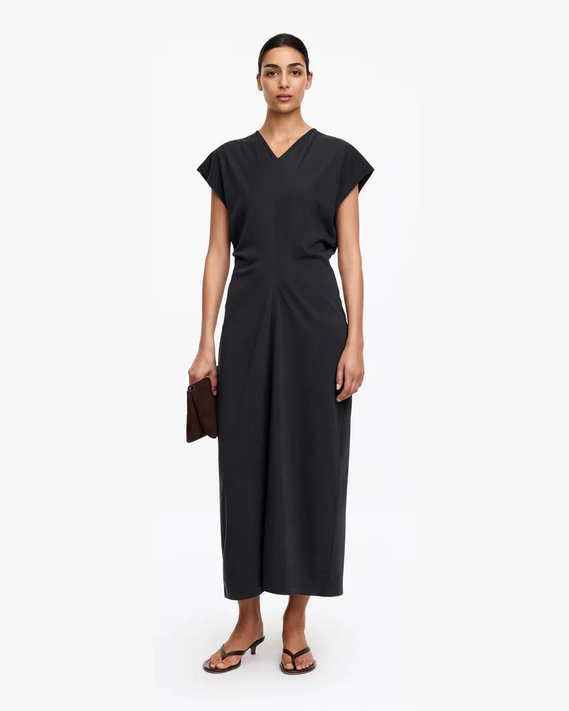 Arket Drapiertes Midikleid -Schwarz Schwarz