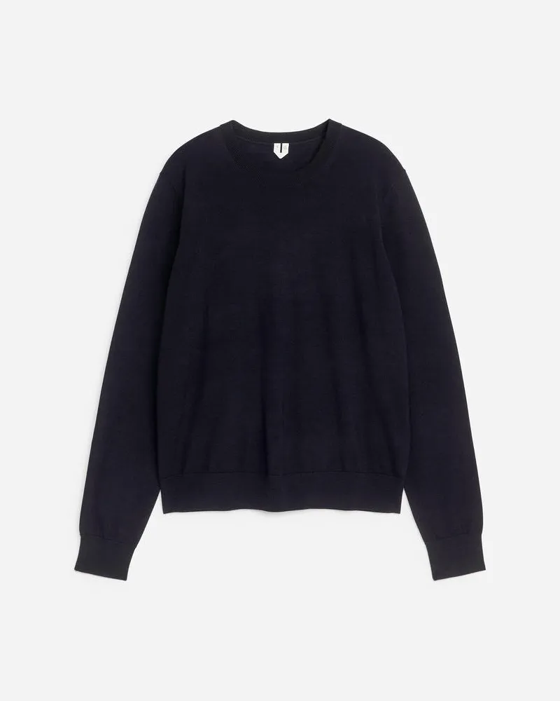 Arket Feinstrickpullover Aus Merinowolle - Blau Dunkelblau