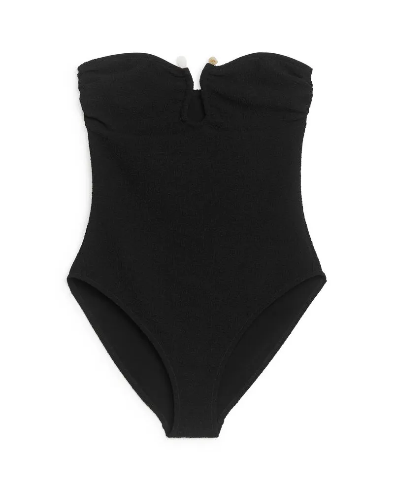 Arket Strukturierter Bandeau-Badeanzug - Schwarz Schwarz
