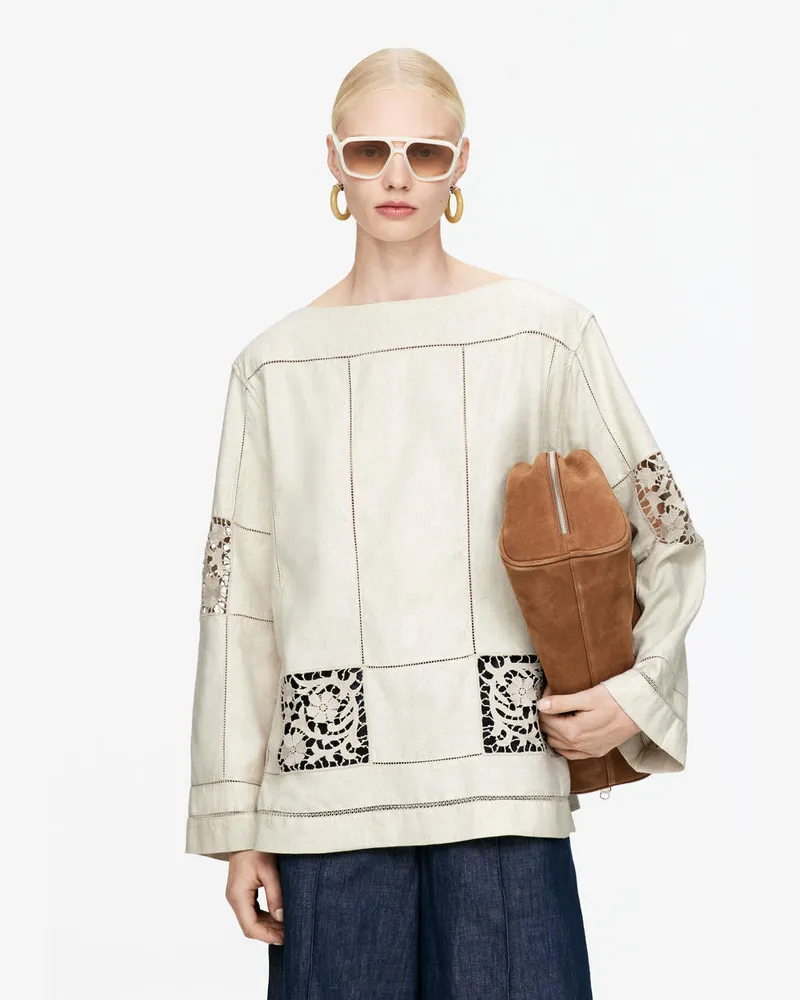 Arket Oberteil Mit Stickerei -Beige Beige