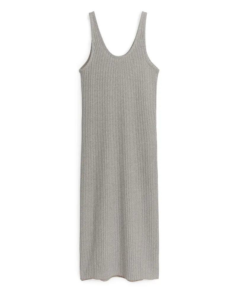 Arket Midi-Kleid Aus Rippstrick - Beige Taupe