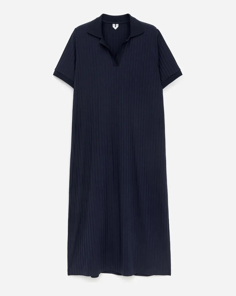 Arket Polokleid Aus Rippstrick - Blau Dunkelblau
