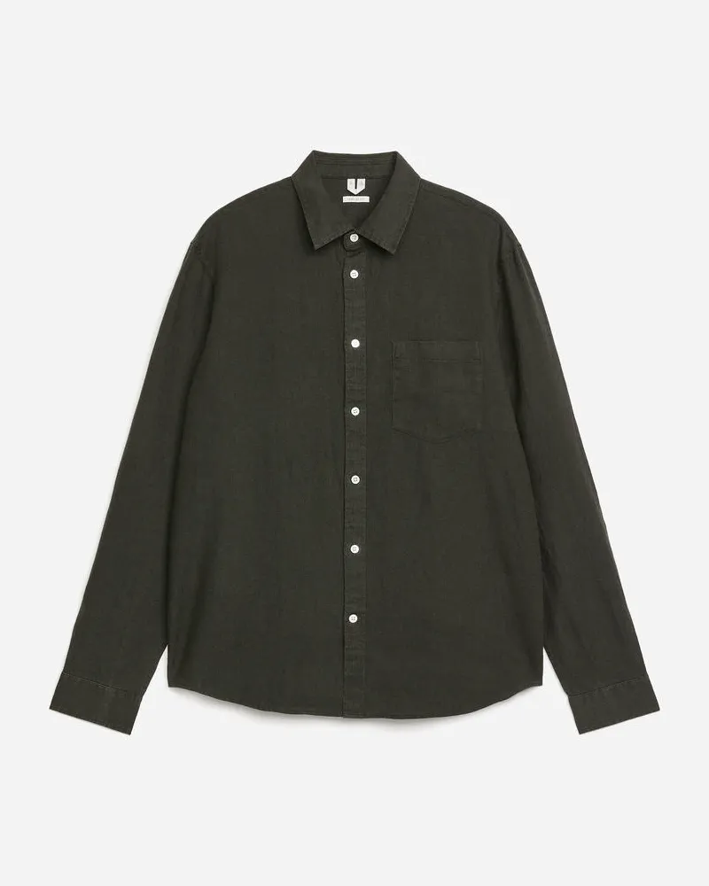 Arket Leinenhemd Mit Normaler Passform -Grün Grün
