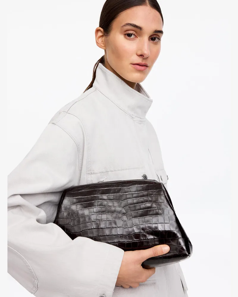 Arket Clutch Mit Krokodilprägung -Braun Braun