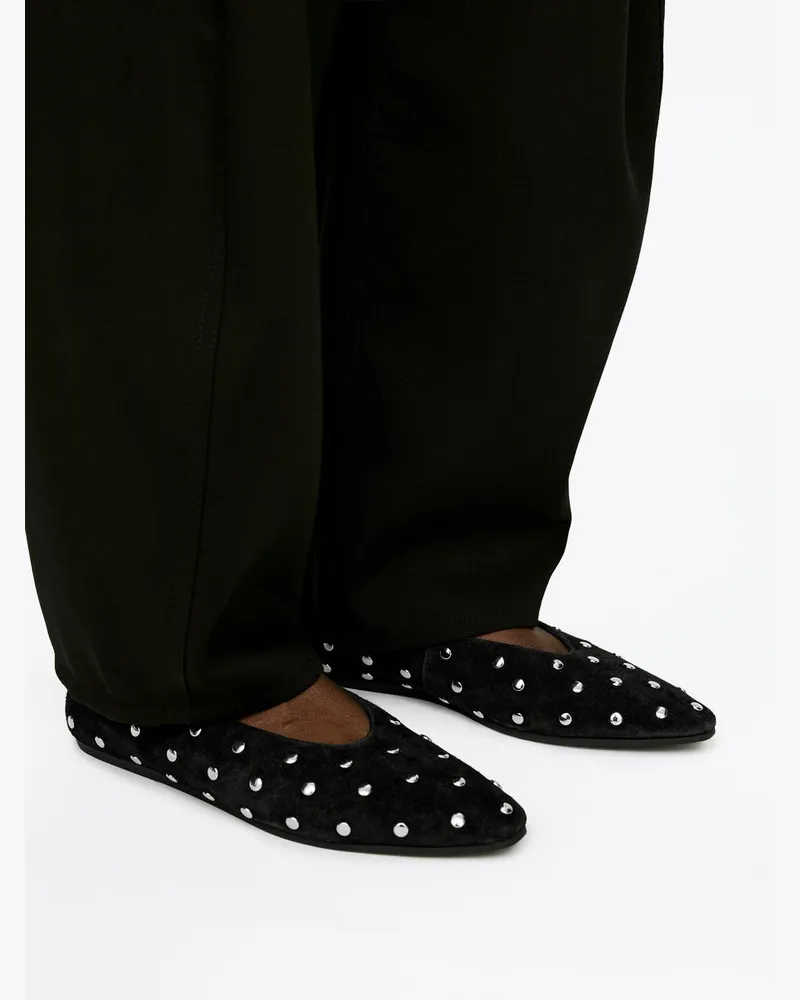 Arket Ballerina Aus Veloursleder Mit Nieten -Schwarz Schwarz