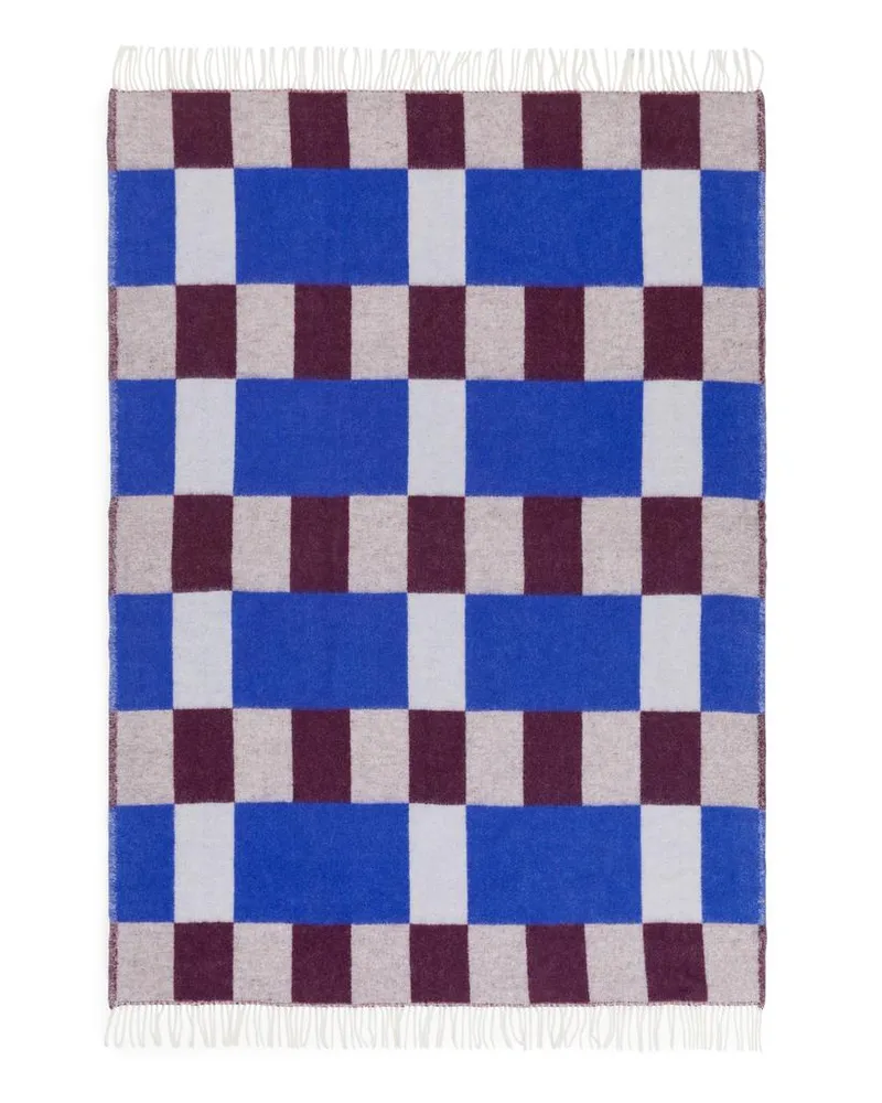 Arket Wolldecke Von Evelina Kroon - Blau|Grau|Mehrfarbig|Lila|Rot|Weiß Blau