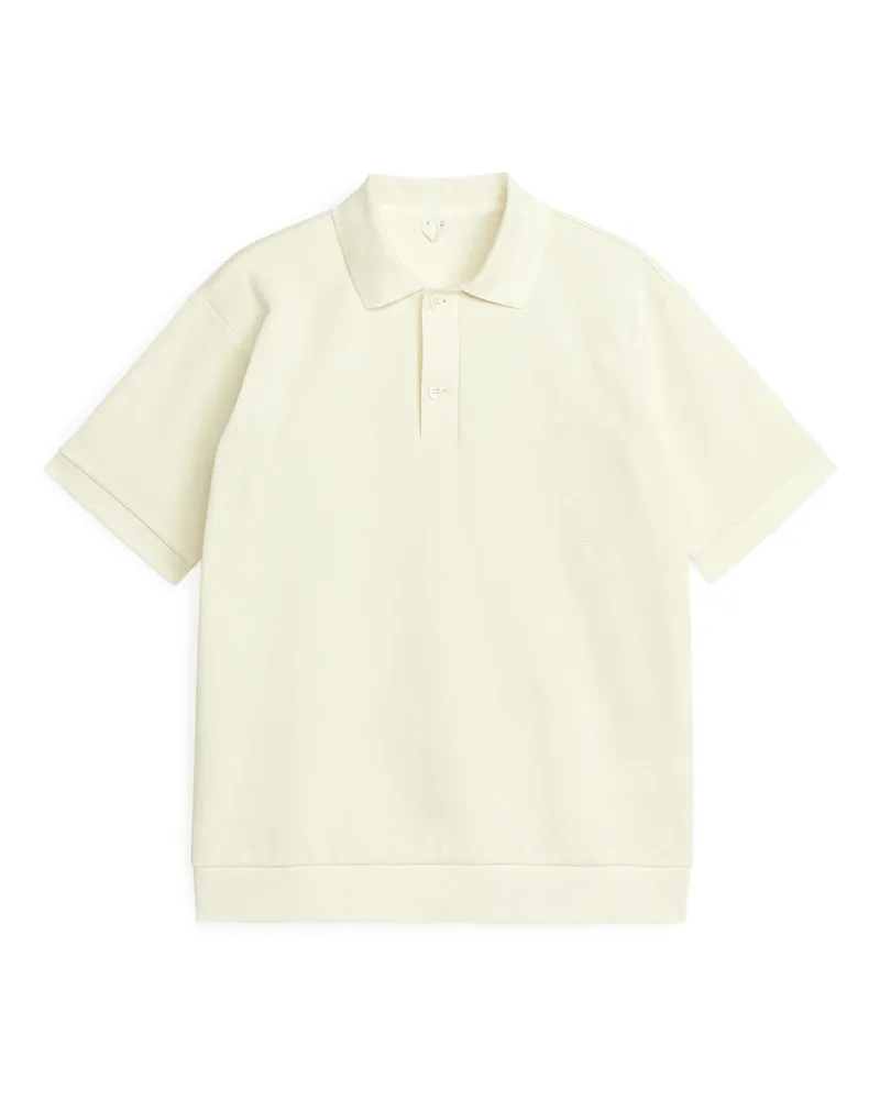 Arket Strukturiertes Polohemd -Weiß Weiß