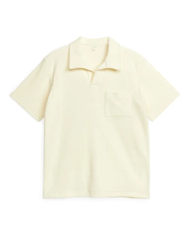 Arket Poloshirt Aus Baumwollfrottee - Weiß Off-white