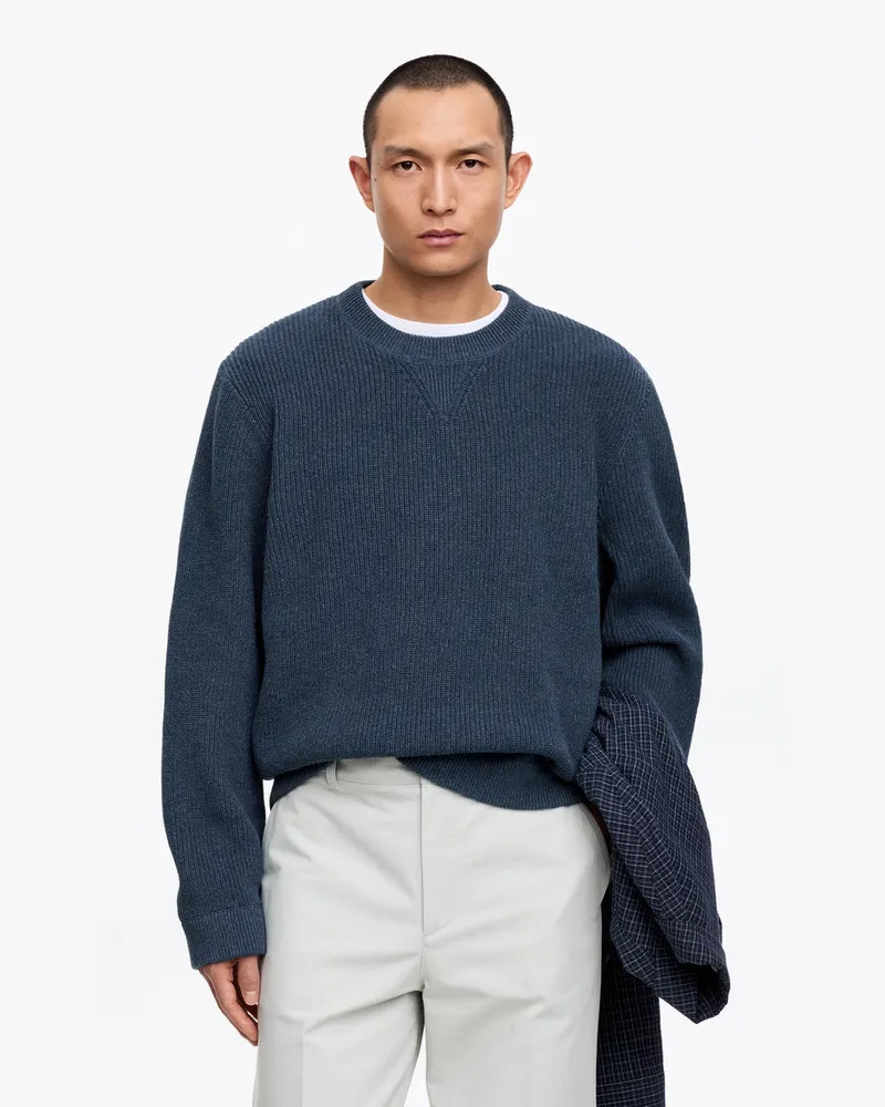 Arket Pullover Aus Baumwolle Und Leinen -Blau Blau