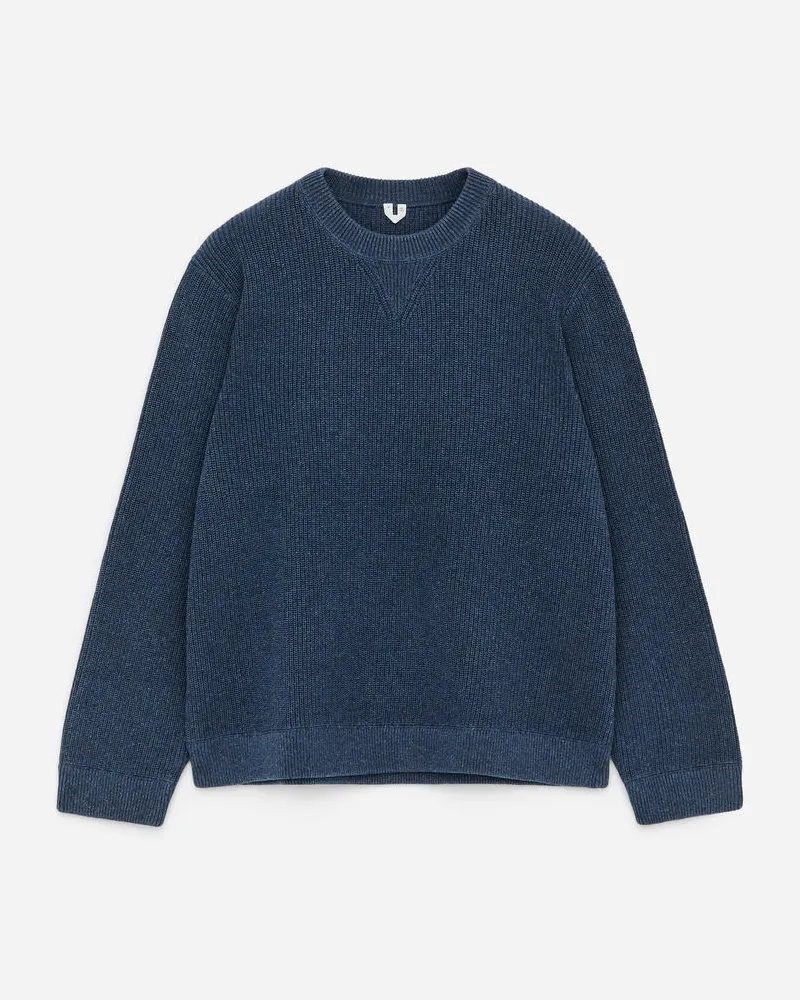 Arket Pullover Aus Baumwolle Und Leinen -Blau Blau