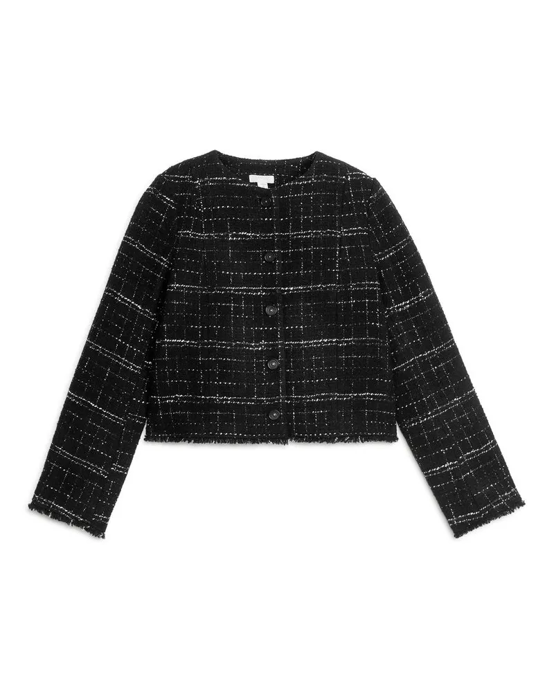 Arket Tweedjacke Schwarz