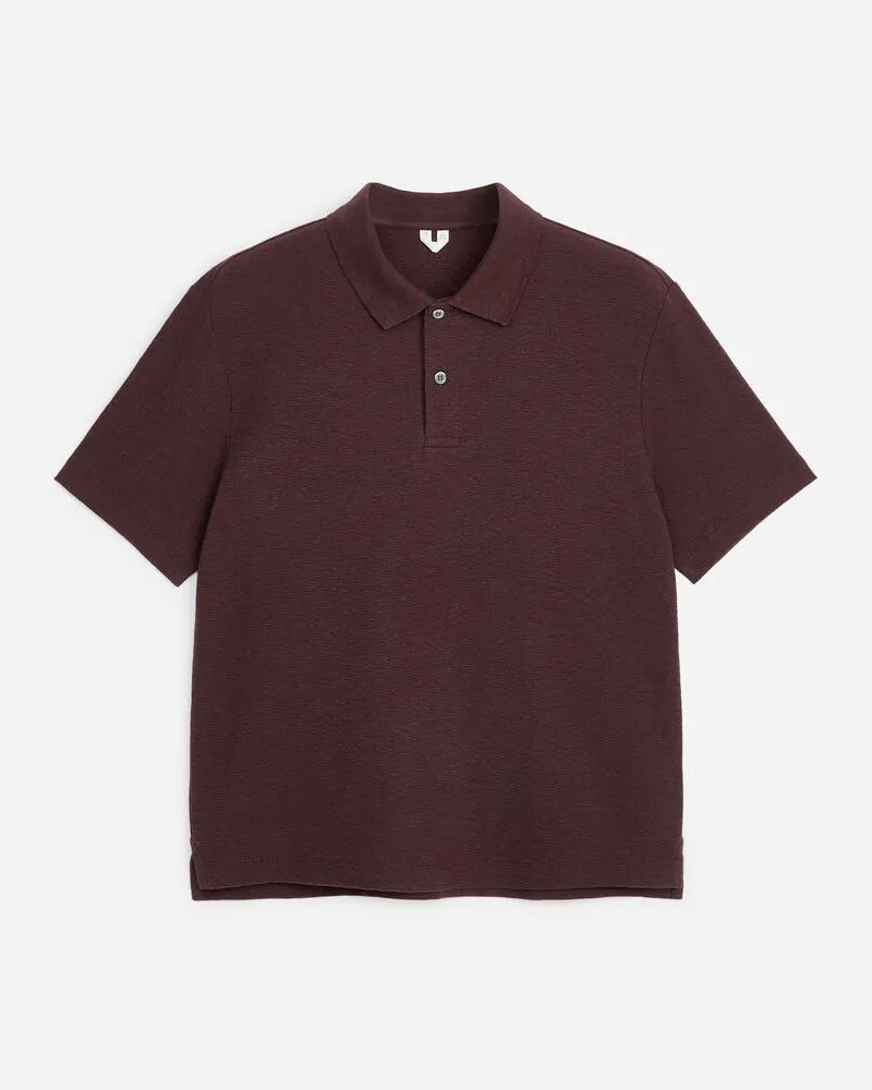 Arket Poloshirt Aus Baumwoll-Leinen -Braun Braun