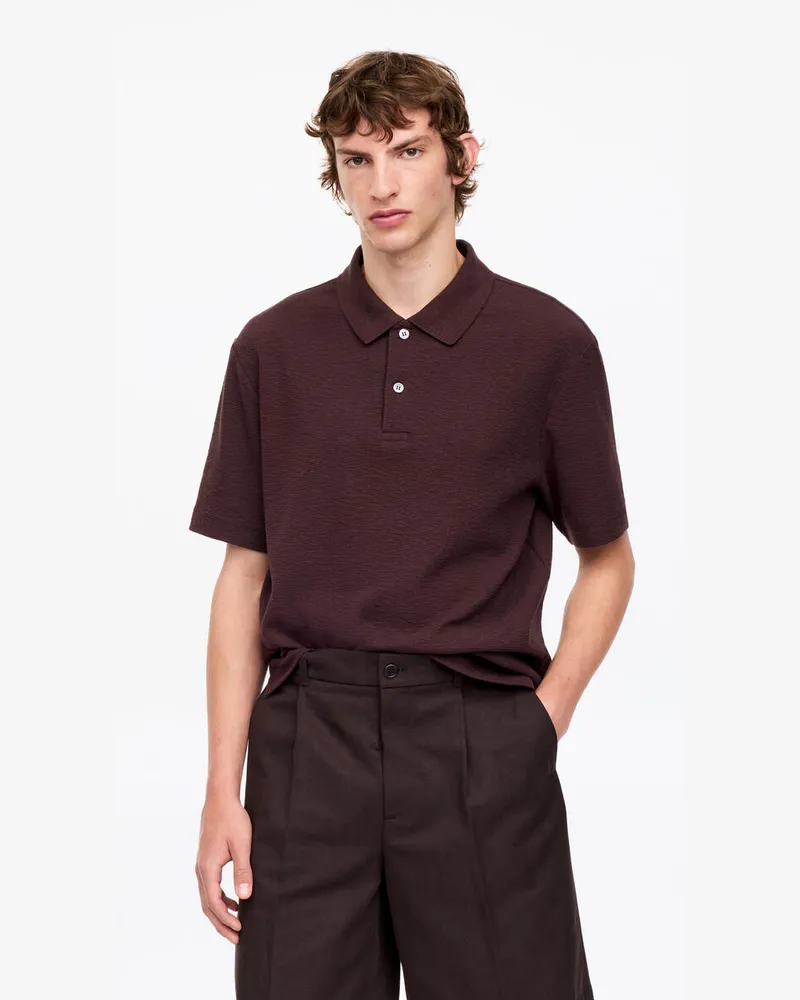 Arket Poloshirt Aus Baumwoll-Leinen -Braun Braun