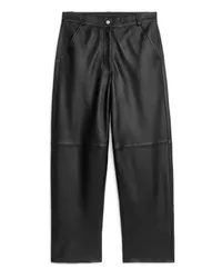 Arket Lockere Lederhose Schwarz