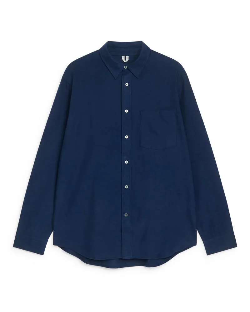 Arket Lockeres Flanellhemd - Blau Dunkelblau