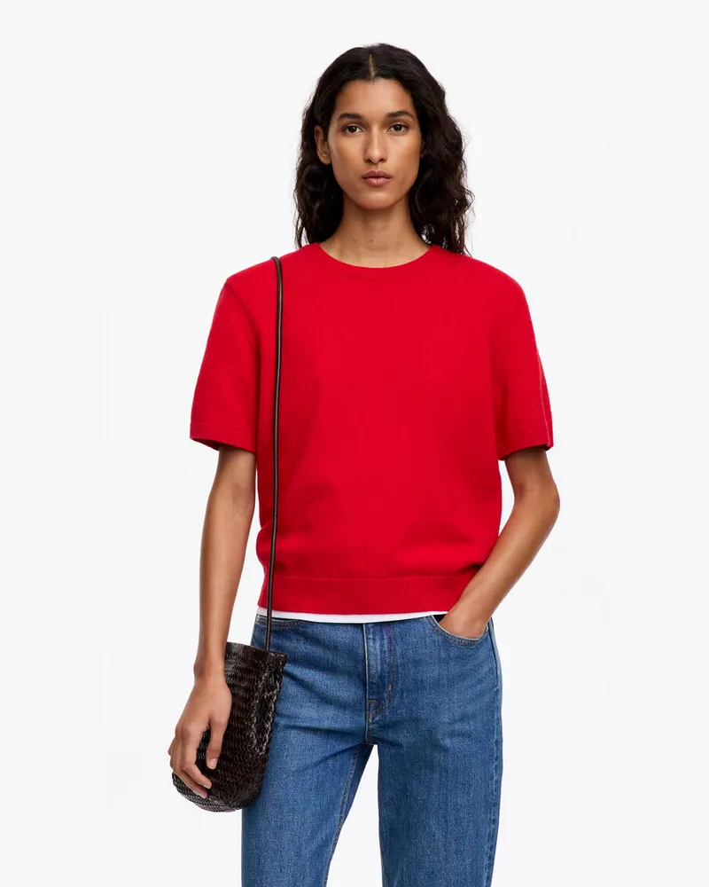 Arket Kurzärmliger Pullover Aus Wolle Und Baumwolle -Rot Rot