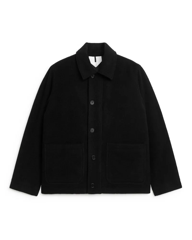 Arket Kastige Jacke Aus Wollmischung - Schwarz Schwarz